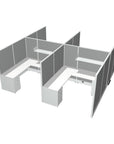 Angled view of a 4 Person DFT 6ft x 6ft Cubicle Desk - 66"H - Kansas City Office Furniture