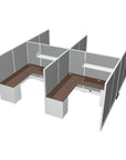 Angled view of a 4 Person DFT 6ft x 6ft Cubicle Desk - 66"H - Kansas City Office Furniture