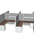 Side view of a 4 Person DFT 6ft x 6ft Cubicle Desk - 66"H - Kansas City Office Furniture