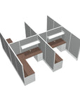 Top Down view of a 4 Person DFT 6ft x 6ft Cubicle Desk - 66"H - Kansas City Office Furniture