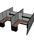 Angled view of a 4 Person DFT 6ft x 6ft Cubicle Desk - 66"H - Kansas City Office Furniture