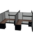 Side view of a 4 Person DFT 6ft x 6ft Cubicle Desk - 66"H - Kansas City Office Furniture