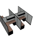 Top Down view of a 4 Person DFT 6ft x 6ft Cubicle Desk - 66"H - Kansas City Office Furniture
