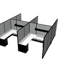 Angled view of a 4 Person DFT 6ft x 6ft Cubicle Desk - 66"H - Kansas City Office Furniture
