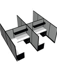 Top Down view of a 4 Person DFT 6ft x 6ft Cubicle Desk - 66"H - Kansas City Office Furniture