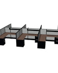 Side view of the 6 Person DFT 6ft x 6ft Cubicle Desk - 50"H - Kansas City Office Furniture
