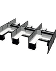 Angled view of the 6 Person DFT 6ft x 6ft Cubicle Desk - 50"H - Kansas City Office Furniture