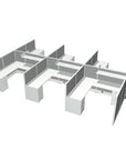 Angled view of the 6 Person DFT 6ft x 6ft Cubicle Desk - 50"H - Kansas City Office Furniture