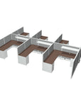 Angled view of the 6 Person DFT 6ft x 6ft Cubicle Desk - 50"H - Kansas City Office Furniture
