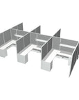 Angled view of a 6 Person DFT 6ft x 6ft Cubicle Desk - 66"H - Kansas City Office Furniture