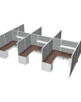 Angled view of a 6 Person DFT 6ft x 6ft Cubicle Desk - 66"H - Kansas City Office Furniture
