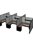 Angled view of a 6 Person DFT 6ft x 6ft Cubicle Desk - 66"H - Kansas City Office Furniture