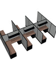 Top down view of a 6 Person DFT 6ft x 6ft Cubicle Desk - 66"H - Kansas City Office Furniture