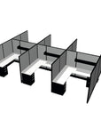 Angled view of a 6 Person DFT 6ft x 6ft Cubicle Desk - 66"H - Kansas City Office Furniture