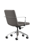 Back angled view. Diddy Conference Chair with grey fabric seat & back, polished aluminum frame. Ergonomic Desk chair Kansas City, Missouri.