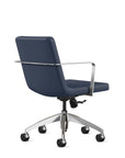 Back angled view. Diddy Conference Chair with vinyl baltic fabric seat & back, polished aluminum frame. Ergonomic Desk chair Kansas City, Missouri.
