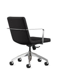 Back angled view. Diddy Conference Chair with Black fabric seat & back, polished aluminum frame. Ergonomic Desk chair Kansas City, Missouri.