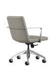 Back angled view. Diddy Conference Chair with vinyl ash fabric seat & back, polished aluminum frame. Ergonomic Desk chair Kansas City, Missouri.