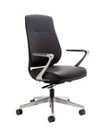 Auburn Conference Chair with Black fabric seat and back. Polished aluminum frame. Ergonomic Desk chair. Kansas City, Missouri.