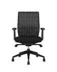 Devens Desk Chair with Black fabric seat, mesh back, and frame. Ergonomic Desk chair Kansas City, Missouri.