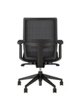 Back view. Devens Desk Chair with Black fabric seat, mesh back, and frame. Ergonomic Desk chair Kansas City, Missouri.
