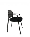 Praxton Side Chair with casters Black fabric seat, mesh back, and frame. Ergonomic Desk chair Kansas City, Missouri.