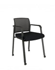 Praxton Side Chair with casters Black fabric seat, mesh back, and frame. Ergonomic Desk chair Kansas City, Missouri.