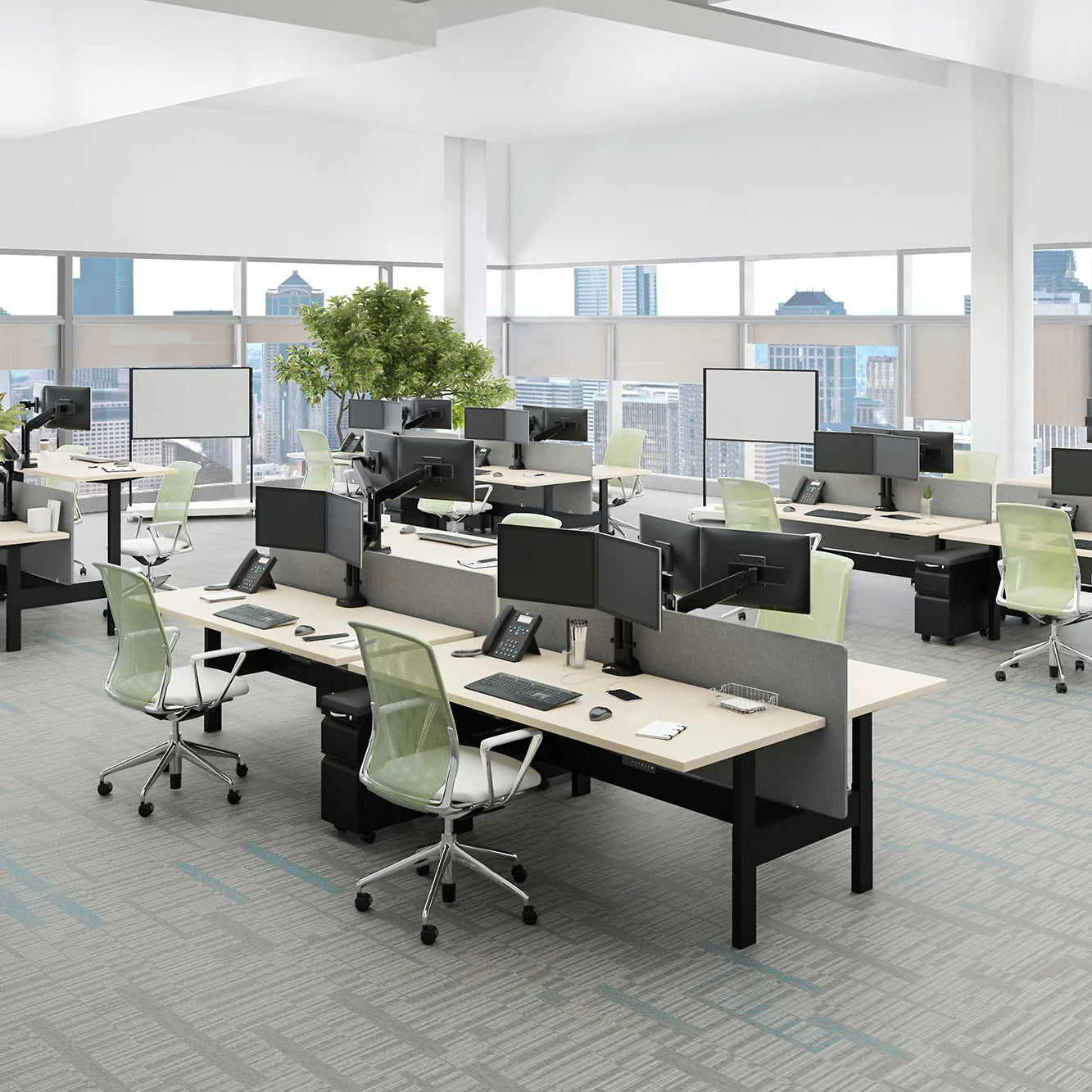 Open office benching workstation install, Kansas City Office Design