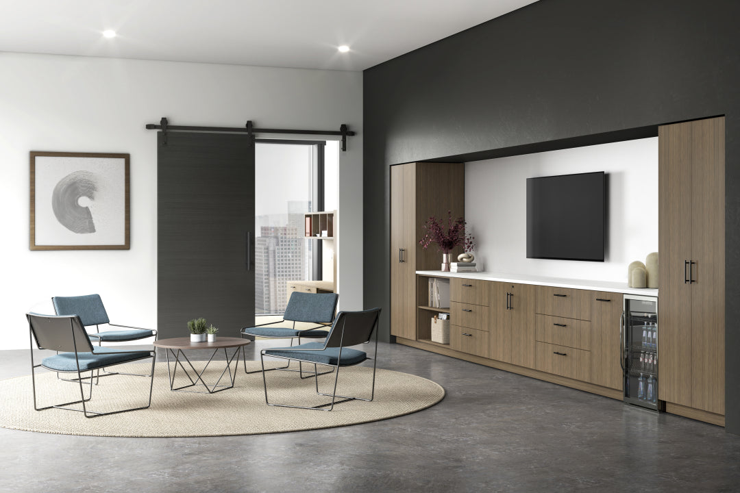 AIS CaseWorks modular cabinetry in lounge space, alternate view