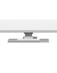 Front view of a white HumanScale keyboard tray meant for height adjustable desk. Pictured with a desk. Kansas City Office Design.