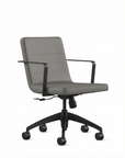 Front view of the 9to5 Alba Conference Chair with Ash vinyl fabric seat and back, black aluminum frame. Ergonomic Desk chair Kansas City, Missouri. Kansas City Office Design.