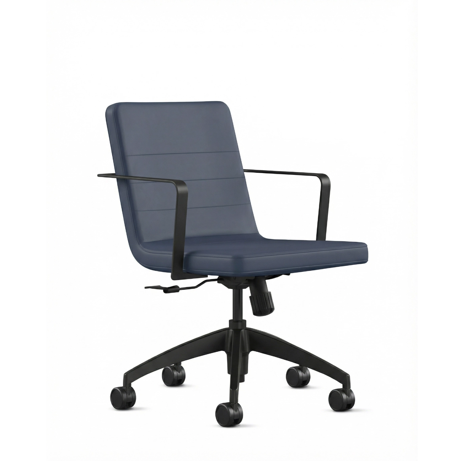 Front view of the 9to5 Alba Conference Chair with Baltic vinyl fabric seat and back, black aluminum frame. Ergonomic Desk chair Kansas City, Missouri. Kansas City Office Design.