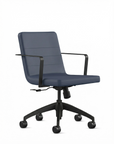 Front view of the 9to5 Alba Conference Chair with Baltic vinyl fabric seat and back, black aluminum frame. Ergonomic Desk chair Kansas City, Missouri. Kansas City Office Design.