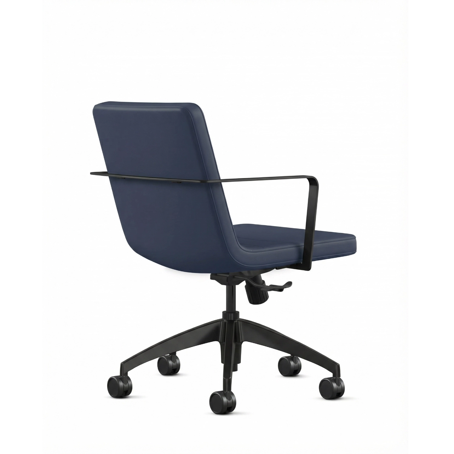 Back view of the 9to5 Alba Conference Chair with Baltic vinyl fabric seat and back, black aluminum frame. Ergonomic Desk chair Kansas City, Missouri. Kansas City Office Design.