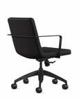 Back view of the 9to5 Alba Conference Chair with Black vinyl fabric seat and back, black aluminum frame. Ergonomic Desk chair Kansas City, Missouri. Kansas City Office Design.