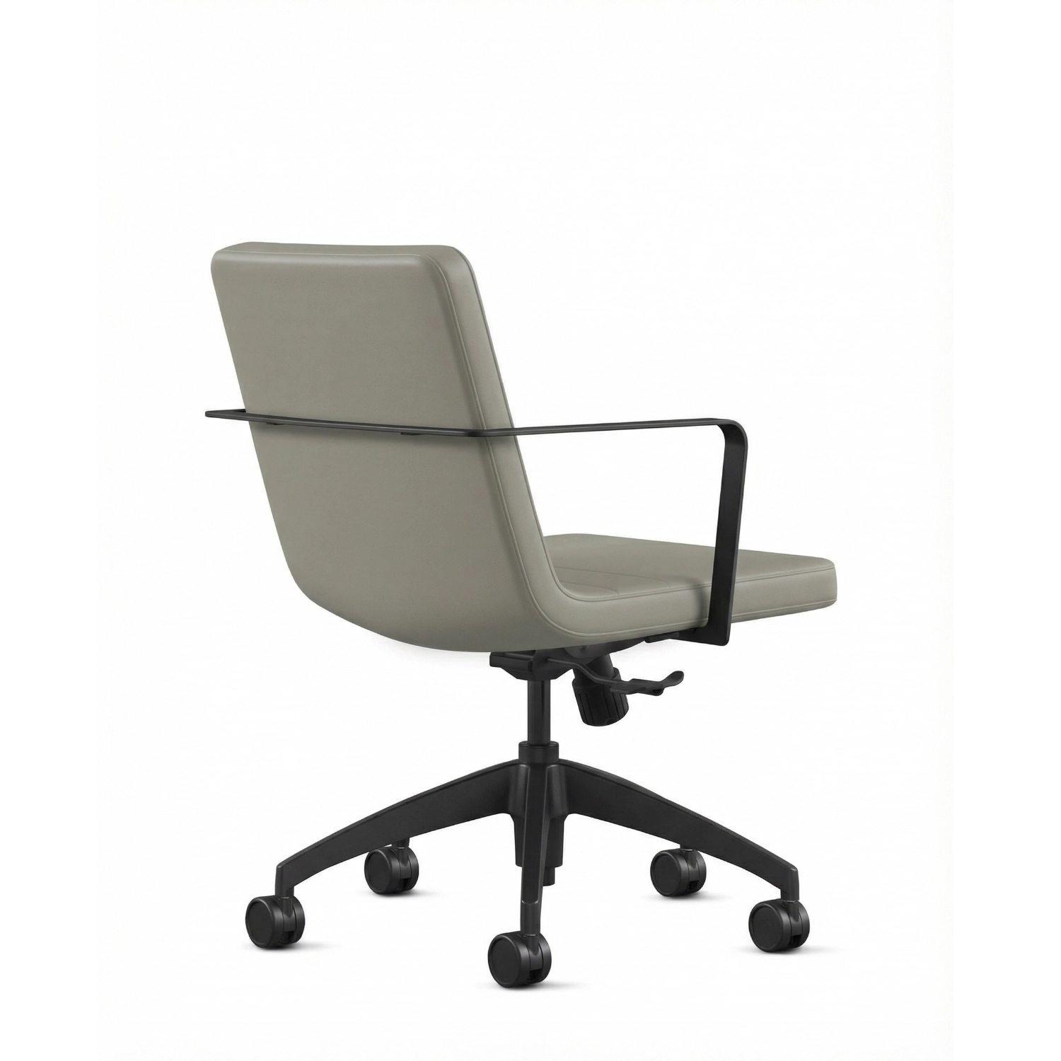 Back view of the 9to5 Alba Conference Chair with Mist vinyl fabric seat and back, black aluminum frame. Ergonomic Desk chair Kansas City, Missouri. Kansas City Office Design.