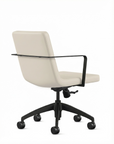 Back view of the 9to5 Alba Conference Chair with white vinyl fabric seat and back, black aluminum frame. Ergonomic Desk chair Kansas City, Missouri. Kansas City Office Design.