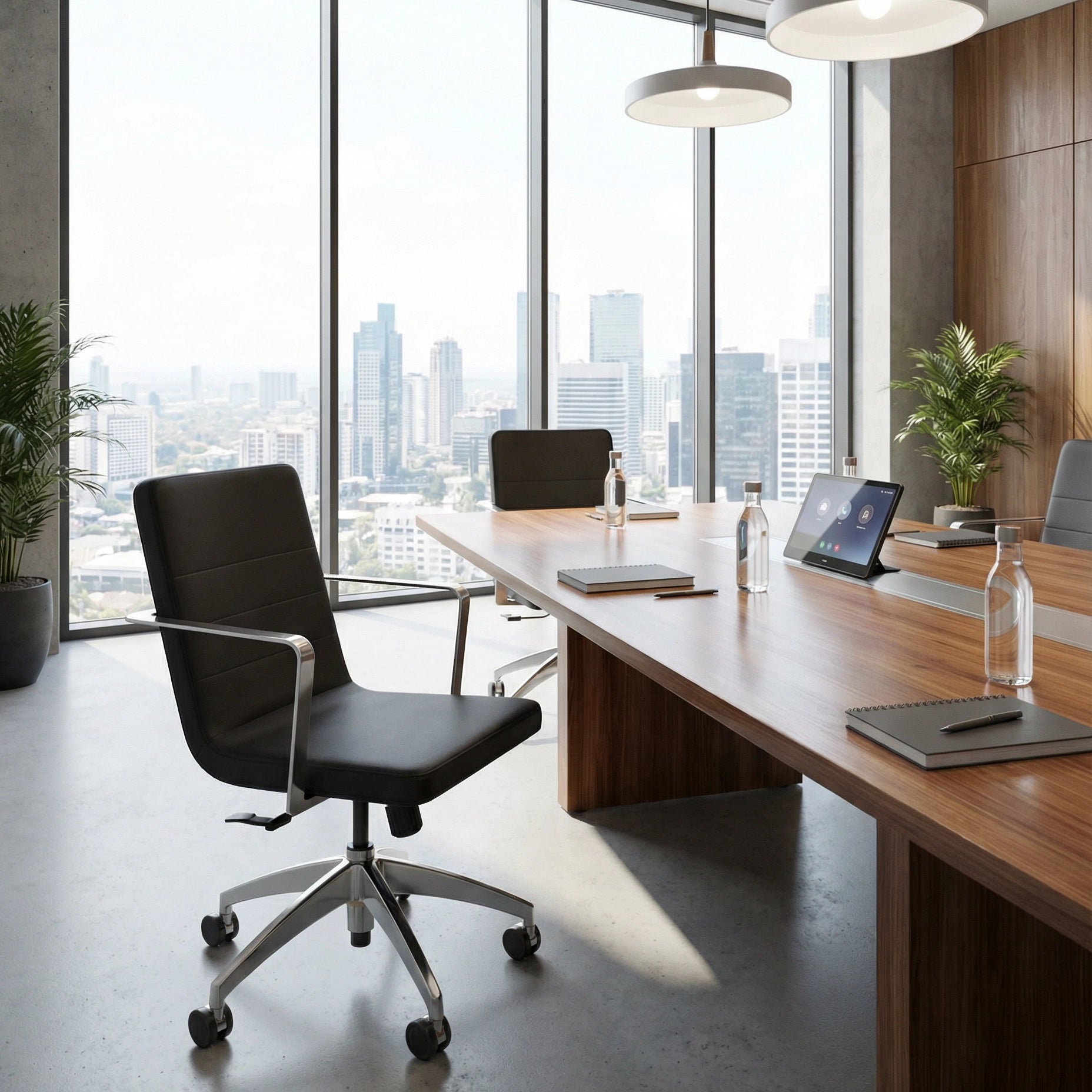 Alba Conference Chair in a modern conference room overlook the city. Kansas City Office Design.