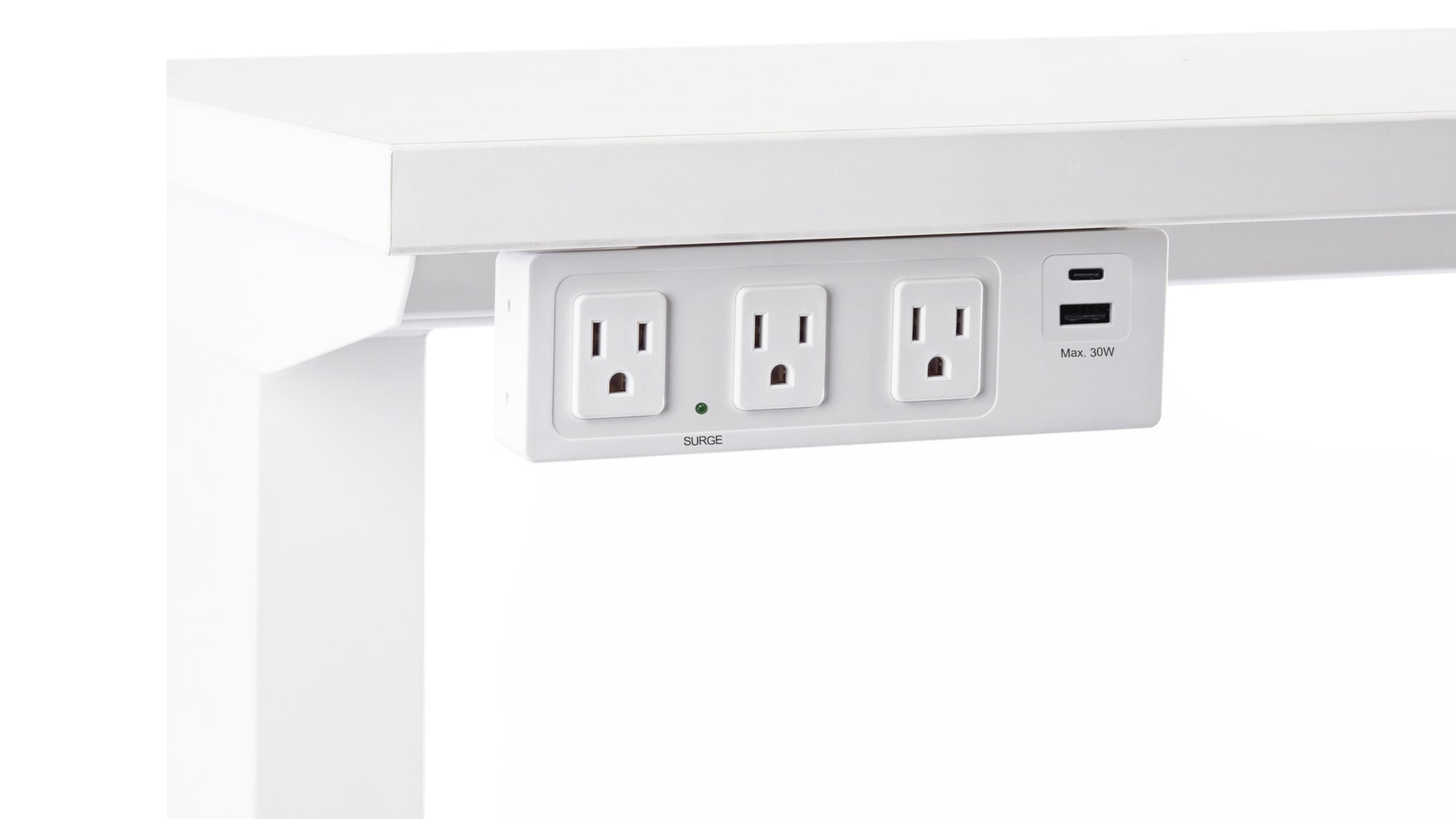 Side view of the SitOnIt Current Under mount power in White. Kansas City Office Design.