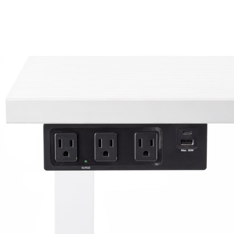 SitOnIt Current Under mount power in Black mounted to the bottom of a top. Kansas City Office Design.