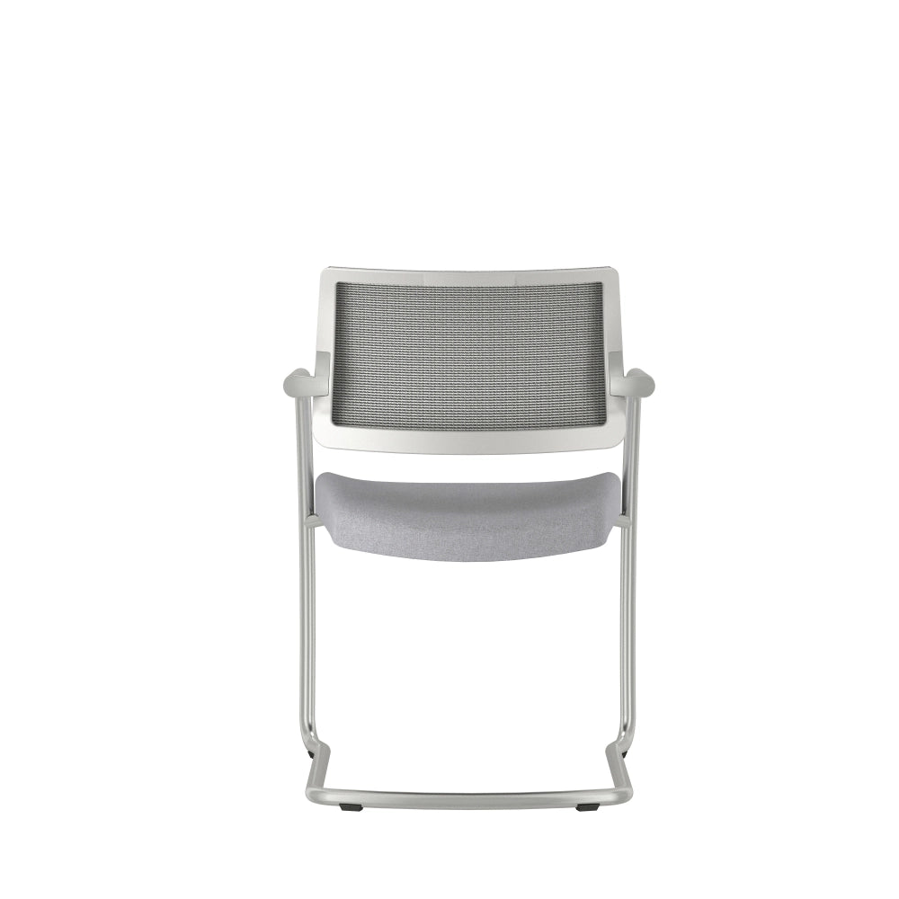 Back view of the AIS Devens Guest chair with gray mesh back and gray seat on a white background. Kansas City Office Design.