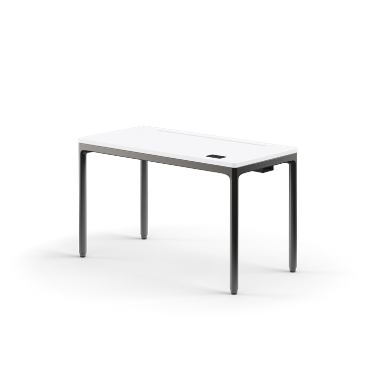 Humanscale eFloat Quattro Cable Manager | Under-Desk Leather Cable Basket, For 46"W Tops (32.8"L x 4.2"D x 4.2"W)(48), Black, Salzburg Leather Black, front view. Kansas City Office Design.