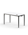 Humanscale eFloat Quattro Cable Manager | Under-Desk Leather Cable Basket, For 46"W Tops (32.8"L x 4.2"D x 4.2"W)(48), Black, Salzburg Leather Black, front view. Kansas City Office Design.