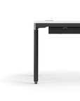 Humanscale eFloat Quattro Cable Manager | Under-Desk Leather Cable Basket, For 46"W Tops (32.8"L x 4.2"D x 4.2"W)(48), Black, Salzburg Leather Black, side view. Kansas City Office Design.