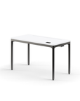 Humanscale eFloat Quattro Cable Manager | Under-Desk Leather Cable Basket, For 46"W Tops (32.8"L x 4.2"D x 4.2"W)(48), Black, Salzburg Leather Cloud, front view. Kansas City Office Design.