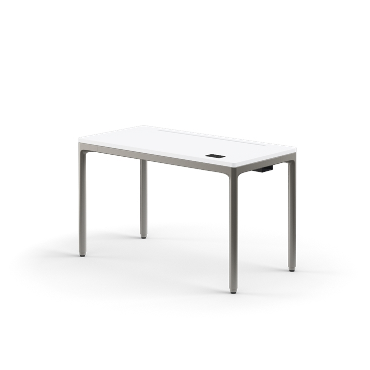 Humanscale eFloat Quattro Cable Manager | Under-Desk Leather Cable Basket, For 46"W Tops (32.8"L x 4.2"D x 4.2"W)(48), Gray, Salzburg Leather Black, front view. Kansas City Office Design.