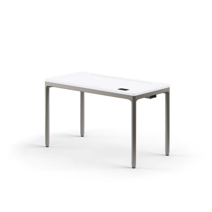 Humanscale eFloat Quattro Cable Manager | Under-Desk Leather Cable Basket, For 46"W Tops (32.8"L x 4.2"D x 4.2"W)(48), Gray, Salzburg Leather Concrete, front view. Kansas City Office Design.