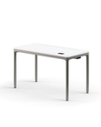 Humanscale eFloat Quattro Cable Manager | Under-Desk Leather Cable Basket, For 46"W Tops (32.8"L x 4.2"D x 4.2"W)(48), Gray, Salzburg Leather Concrete, front view. Kansas City Office Design.
