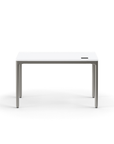 Humanscale eFloat Quattro Cable Manager | Under-Desk Leather Cable Basket, For 46"W Tops (32.8"L x 4.2"D x 4.2"W)(48), Gray, Salzburg Leather Concrete, back view. Kansas City Office Design.