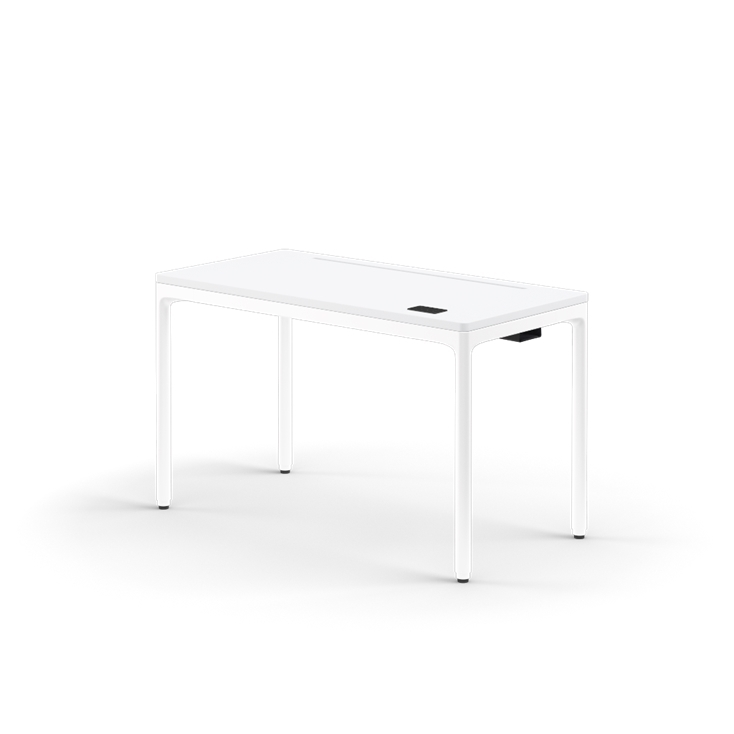 Humanscale eFloat Quattro Cable Manager | Under-Desk Leather Cable Basket, For 46"W Tops (32.8"L x 4.2"D x 4.2"W)(48), White, Salzburg Leather Black, front view. Kansas City Office Design.